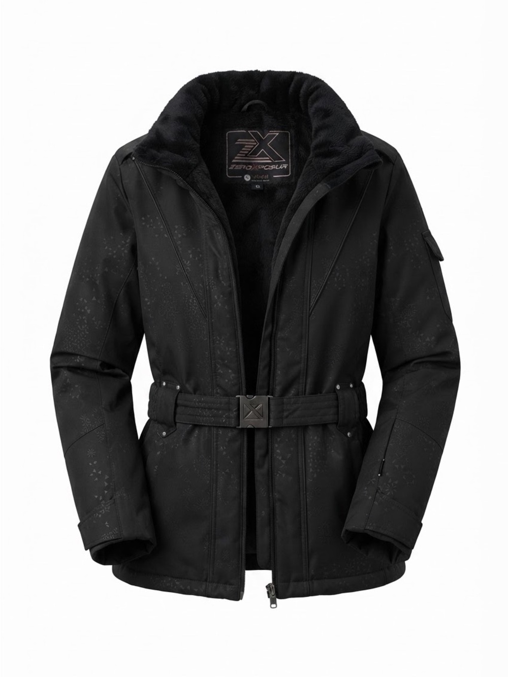ZeroXposur Women’s Black Winter Snow Jacket Coat Fur Lined Belted Size Medium M